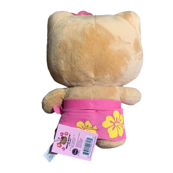 Hello Kitty HAWAII 6” Plush DOLL Light Pink White Flower Lei Sarong Sanrio NWT - Picture 2 of 4